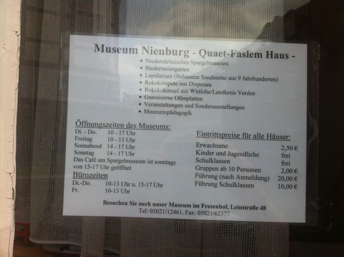 Info zum Eintrittspreis des Museum Nienburg