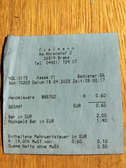 Brillenbändchen kostet bei Fielmann 0,60 €