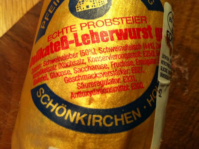 Probsteier Wurstfabrik - Die Deklaration der groben Leberwurst. 