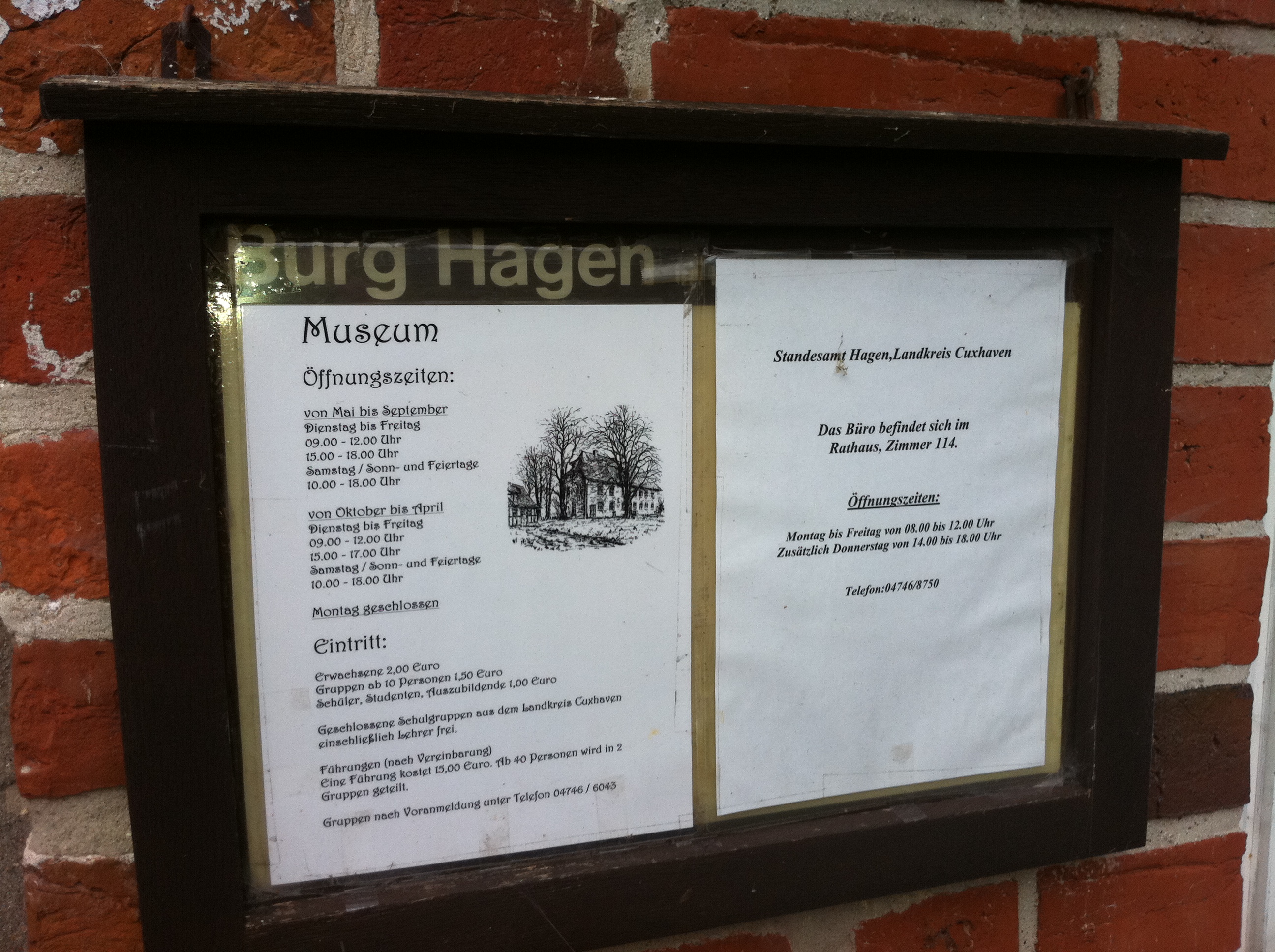 Info zur Burg in Hagen am Eingang