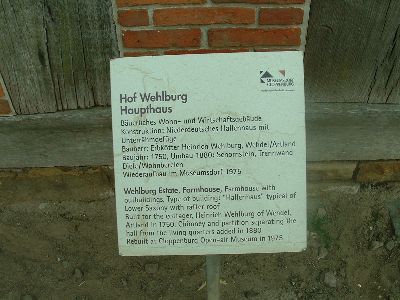 Museumsdorf Cloppenburg - 5.6.2011 Hofanlage Wehlburg Infotafel