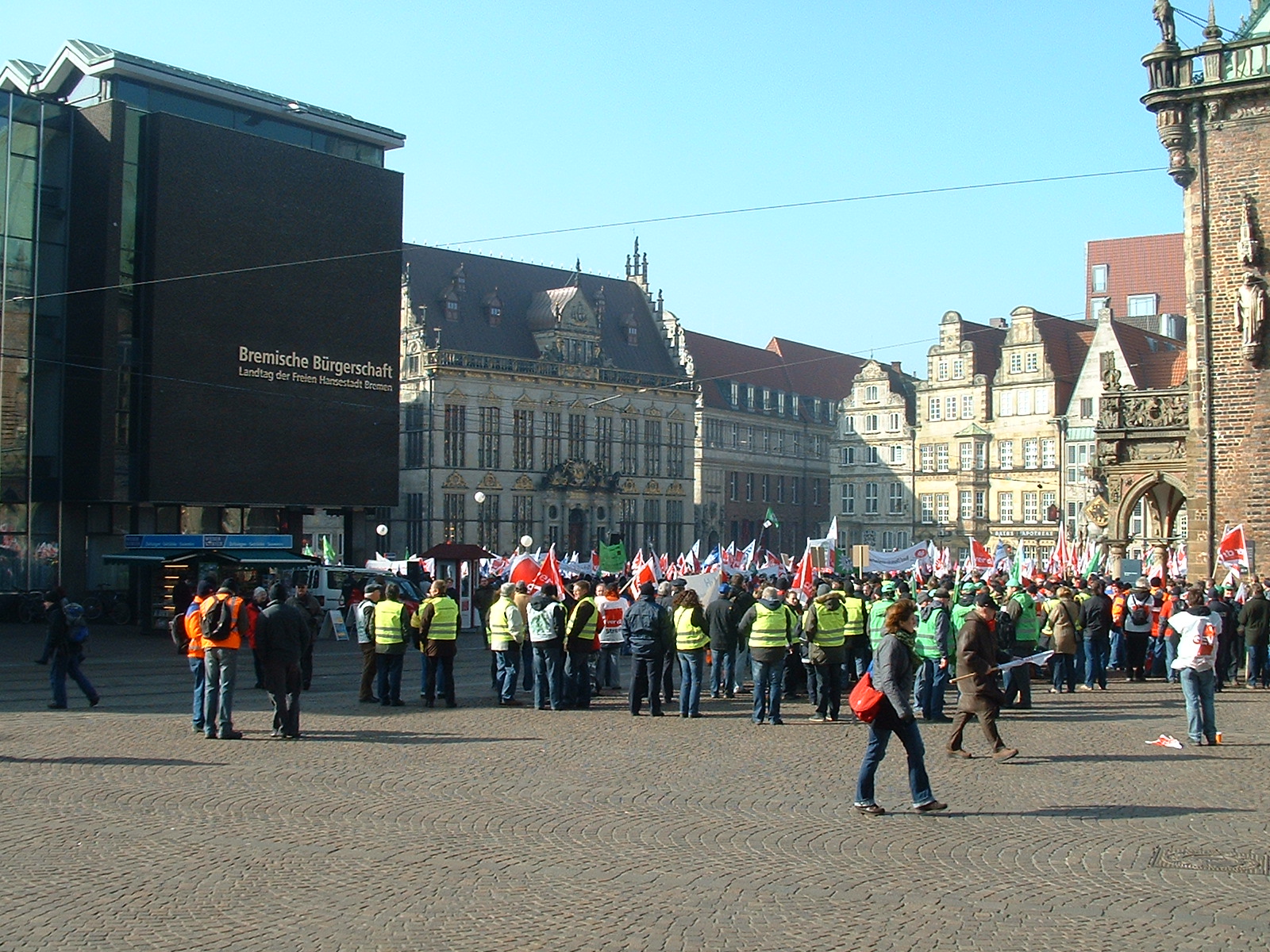 Rathaus - Ratskeller Bremen verdi Demo 3.3.2011 Im Hintergrund der Schütting