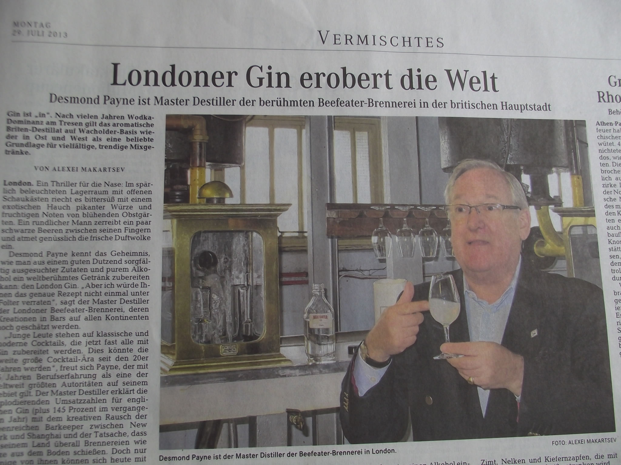 Londener Gin erobert die Welt - Heute großer Bericht im Weser Kurier, darum war ich auch am Spirituosenregal