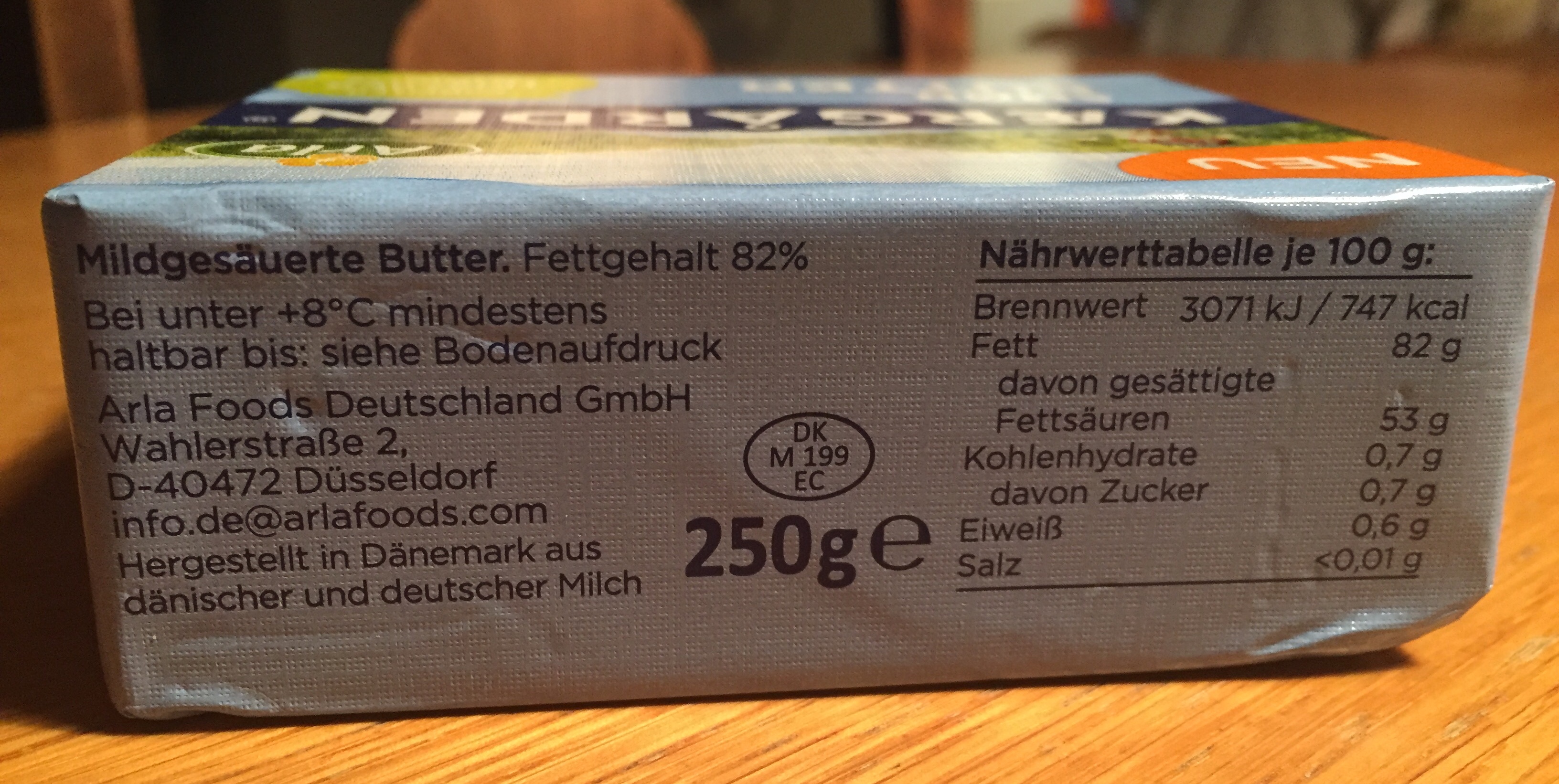 Butter aus dänischer und deutscher Milch