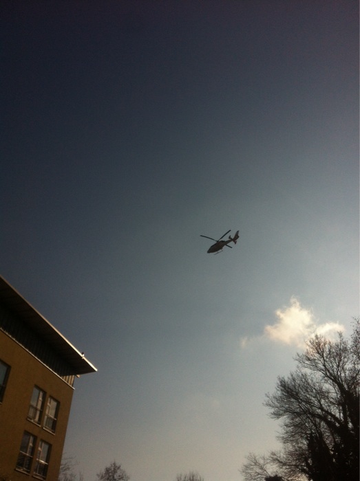 Hubschrauber im Abflug vom Klinikum Oldenburg