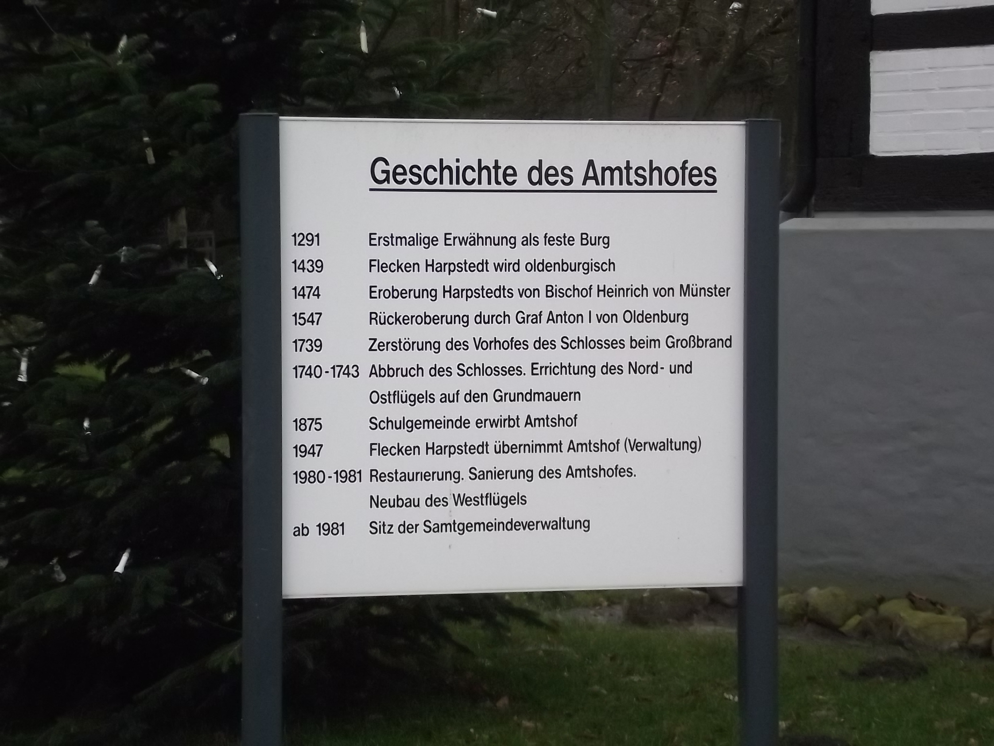 Der Amtshof in Harpstedt - Standesamt und Gemeindeverwaltung
Tafel zur Geschichte