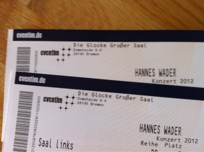 Tickets f&uuml;r das Hannes Wader Konzert in der Glocke - Bremen