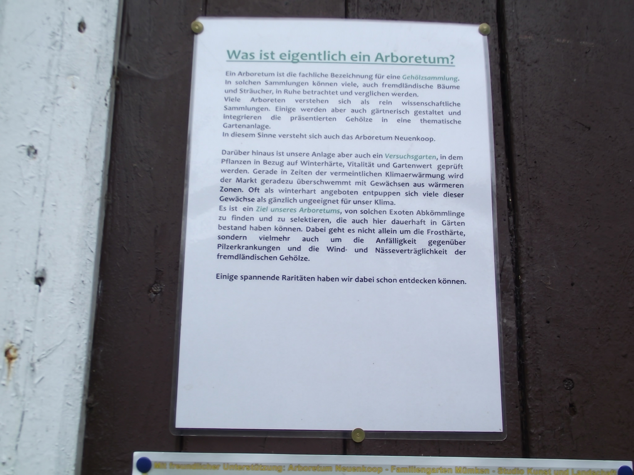 Location Nr 9 Das &quot;ARBORETUM in Neuenkoop/Berne&quot; - Info zu einem Arboretum