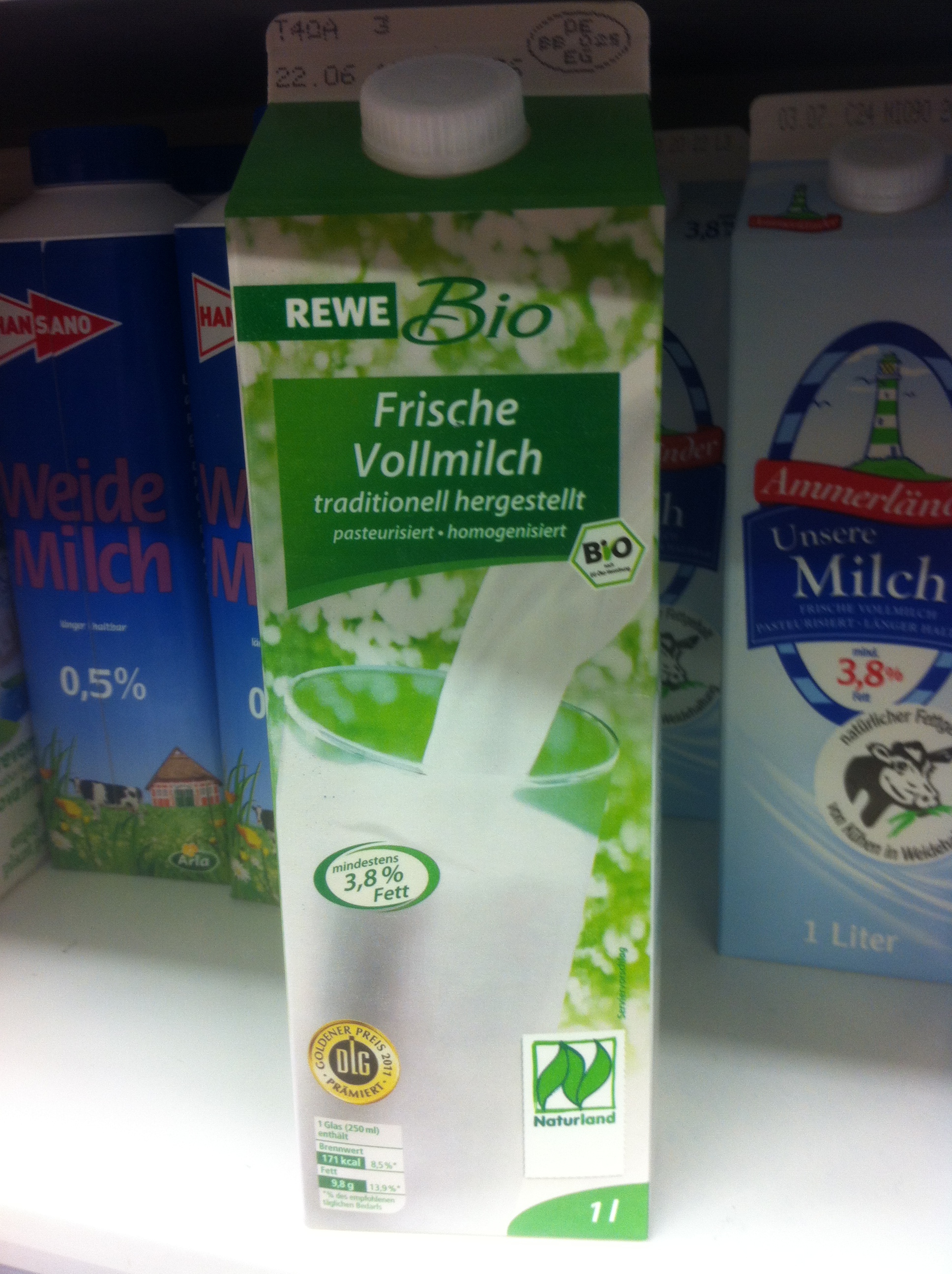 REWE BIO Vollmilch 3,8% Fett - pasteurisiert und homogenisiert