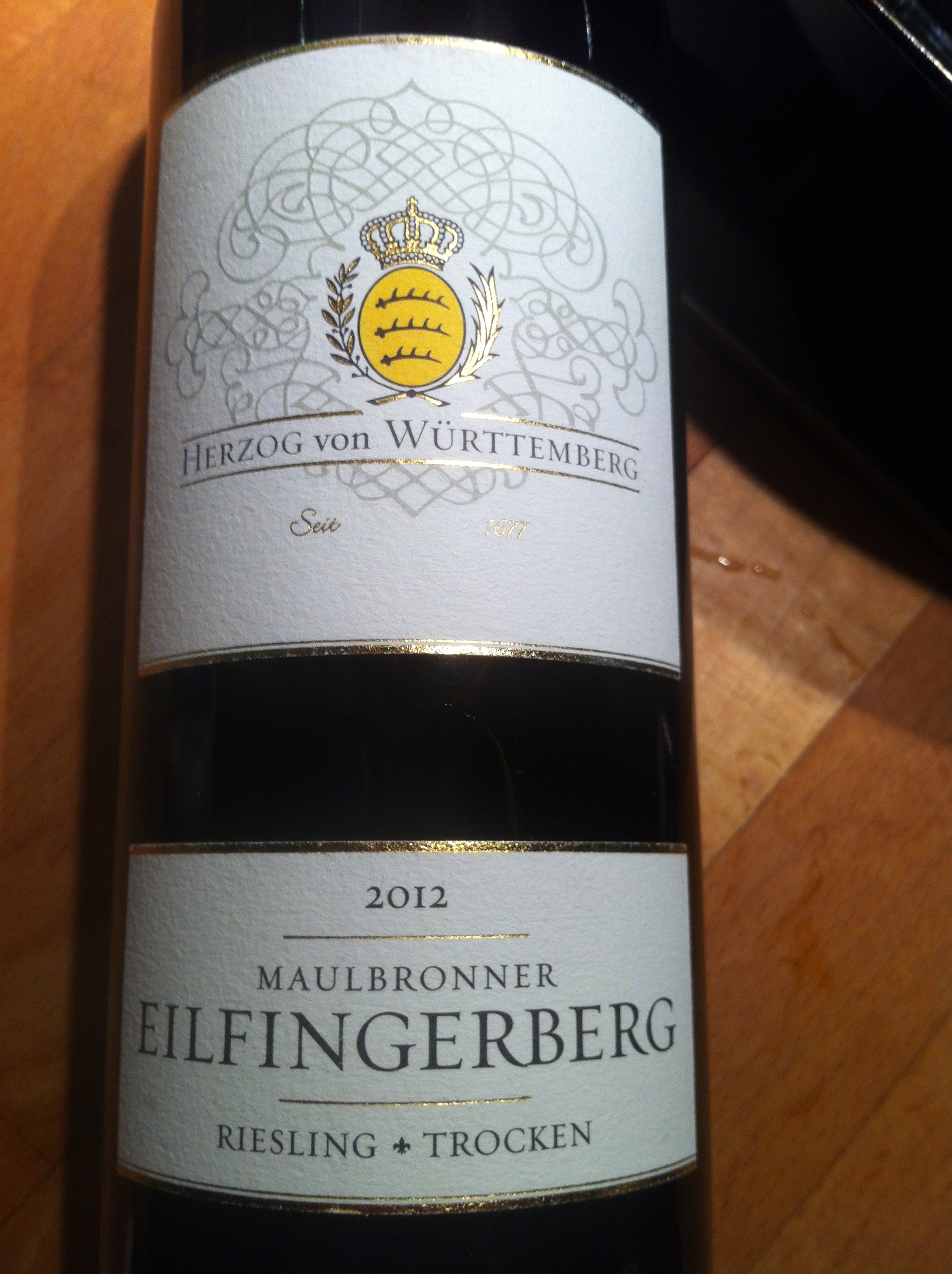 Maulbronner Eilfingerberg - Riesling 2012 aus der Klosterschmiede, Andenken vom Meet und Greet