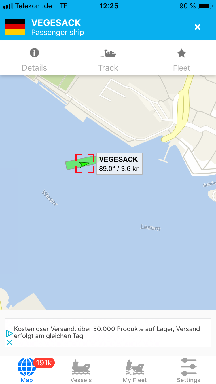 Fähre Vegesack auf dem Vesselfinder