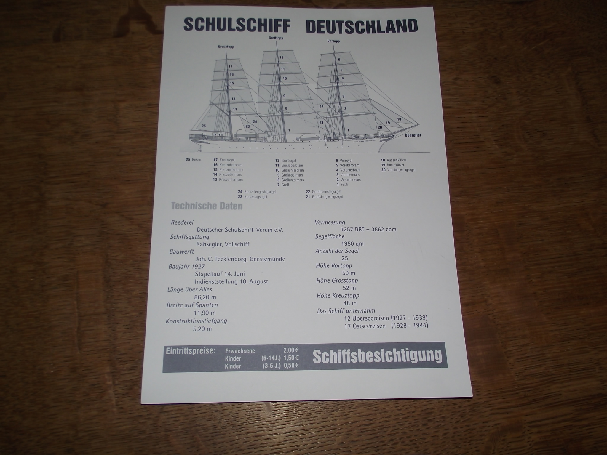 Deutscher Schulschiffverein - Eintrittkarte Vorderseite