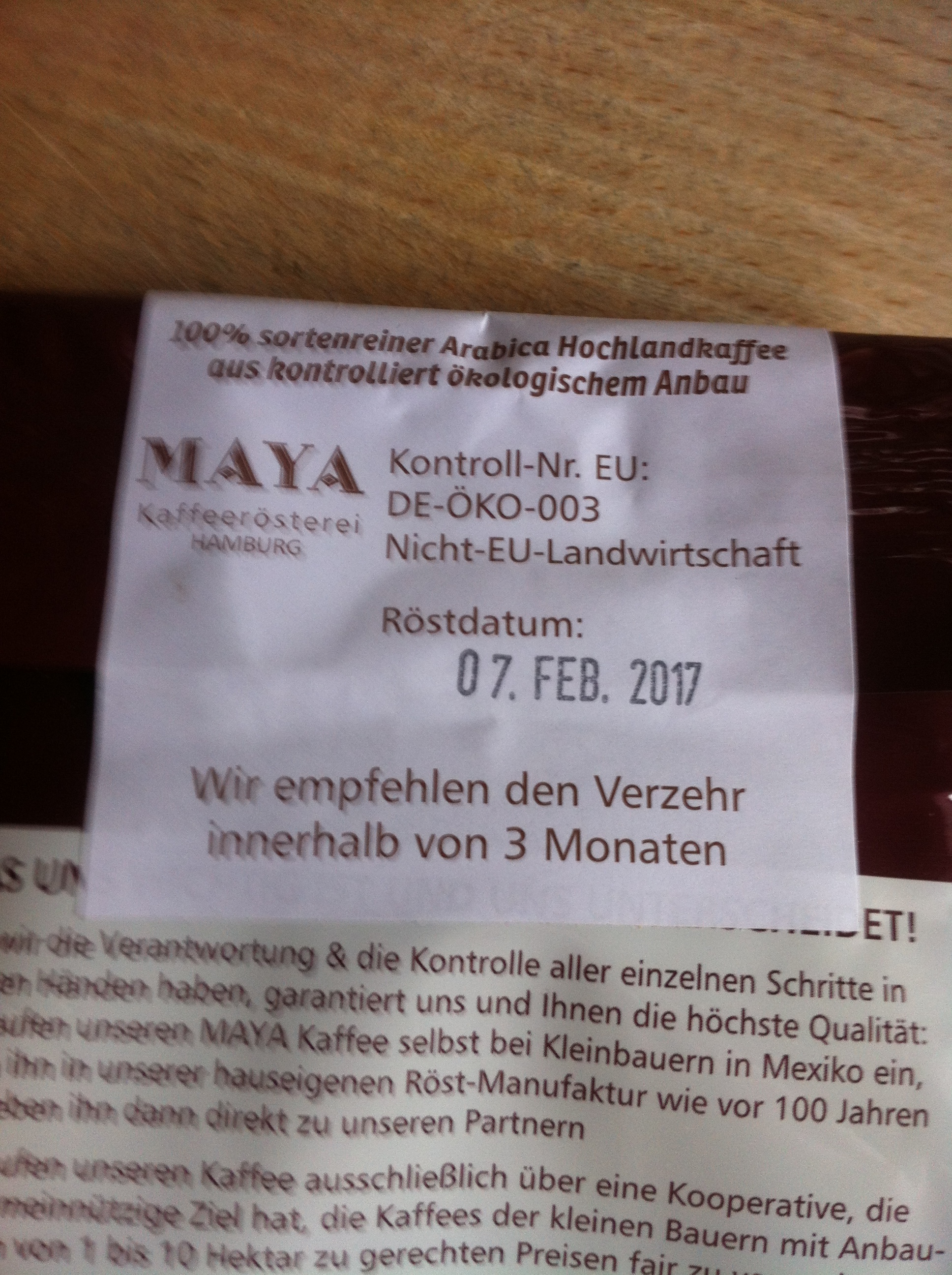 Am Dienstag geröstet, am Donnerstag in Oldenburg gekauft

Frischer Filterkaffee aus Hamburg