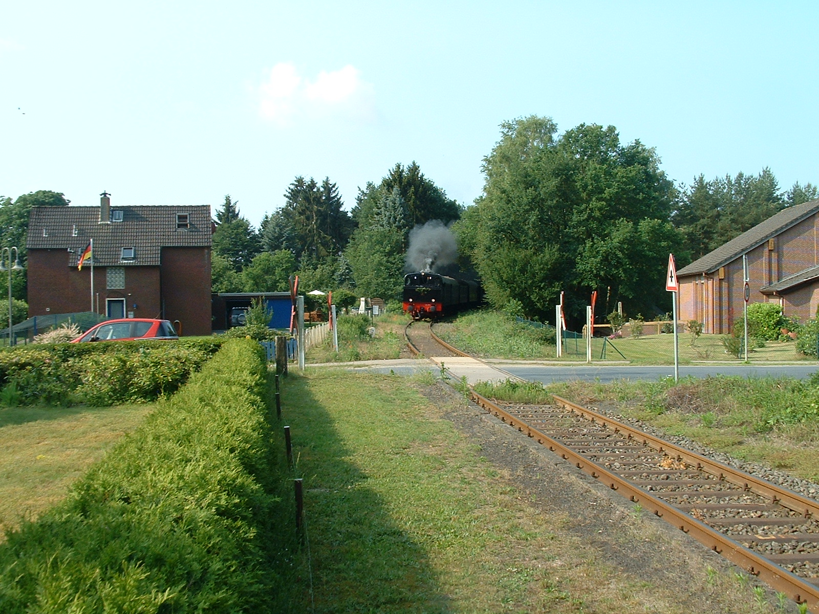 Die Fahrtstrecke von Jan Harpstedt - Bahnübergang am Bahnhof Kirchseelte