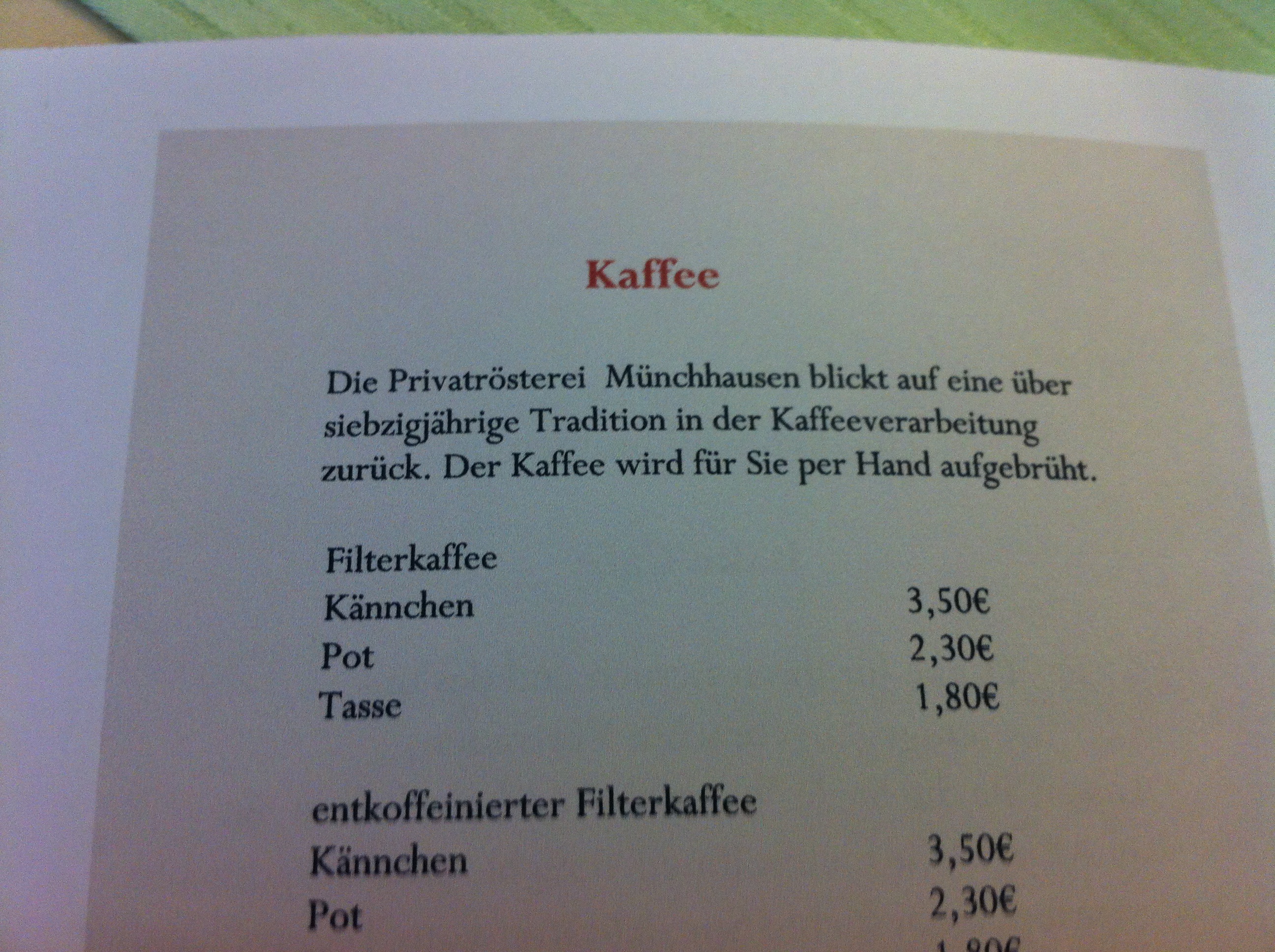 Kaffee von Münchhausen in Bremen