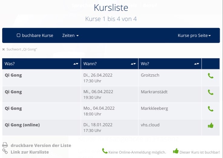 Ab sofort auch Onlinekurse…