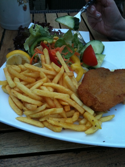 Schnitzel mit Pommes und Salat