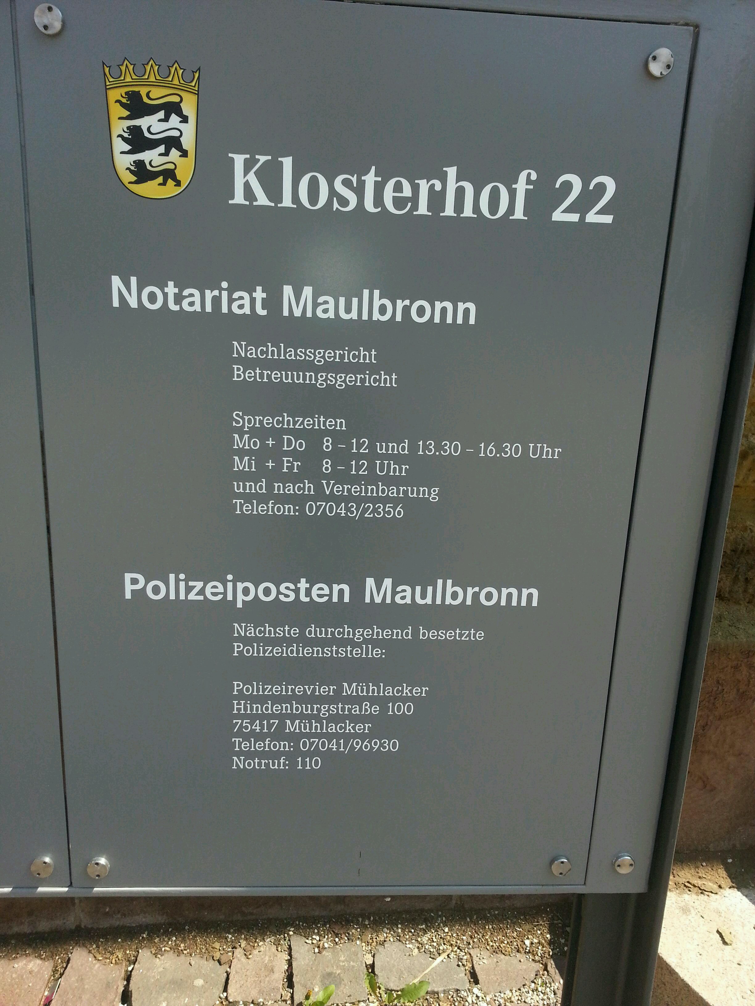 Bild 2 Polizeiposten in Maulbronn