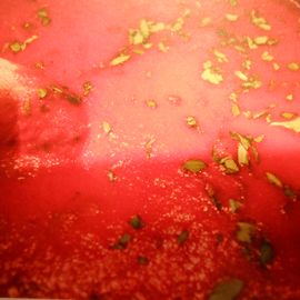 Blick in den Kochtopf mit der Tomatensoße