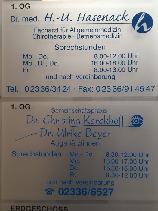 Kerckhoff Christina Dr. Augenärztin , Beyer Ulrike Dr.