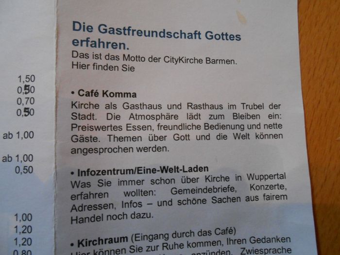 Café Komma in der Gemarker Kirche