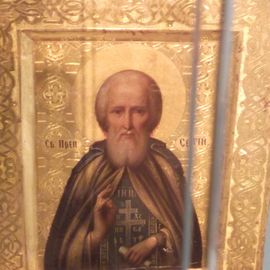 Hl. Sergiej von Rodonesch russisch 19. Jahrhundert -  Darstellung eines beliebten orthodoxen M&ouml;nchs  Abt aus Moskau, der 1344 verstarb