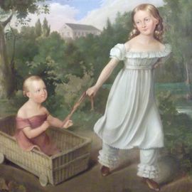 Kinder von Herzog Carl August im Weimarer Park in der N&auml;he vom r&ouml;mischem Haus um 1810 - (offzieller) Titel - Hygendorfsche Kinder 