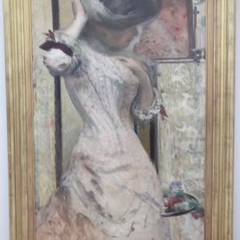 französisch 1879-83 junge Frau vor dem Spiegel