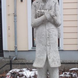 der K&uuml;nstler Zille &bdquo;&Uuml;berraschend ausgemergelt  vom Bildhauer Thorsten Stegmann im Winter
