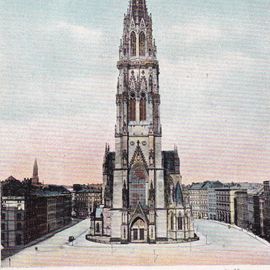 historische Postkarte nach 1900 mit einer zeitgenössischen Darstellung der Hauptkirche St. Nikolai