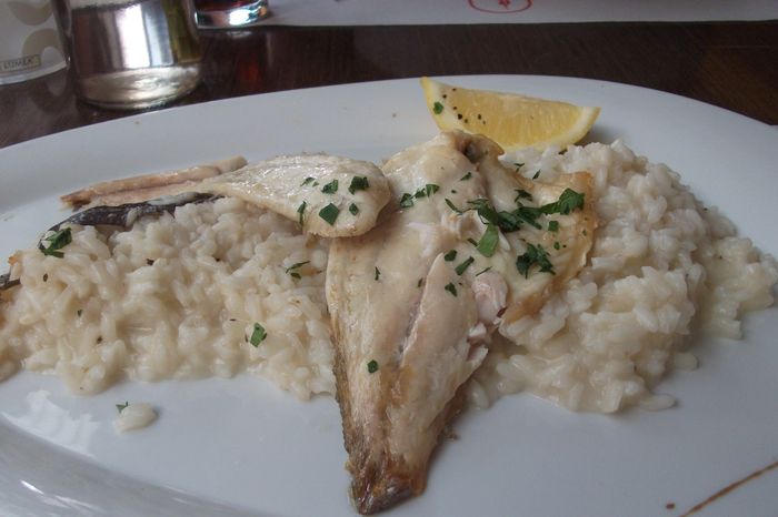 Mittagsgericht: Fisch mit Risotto  für 9,50 €