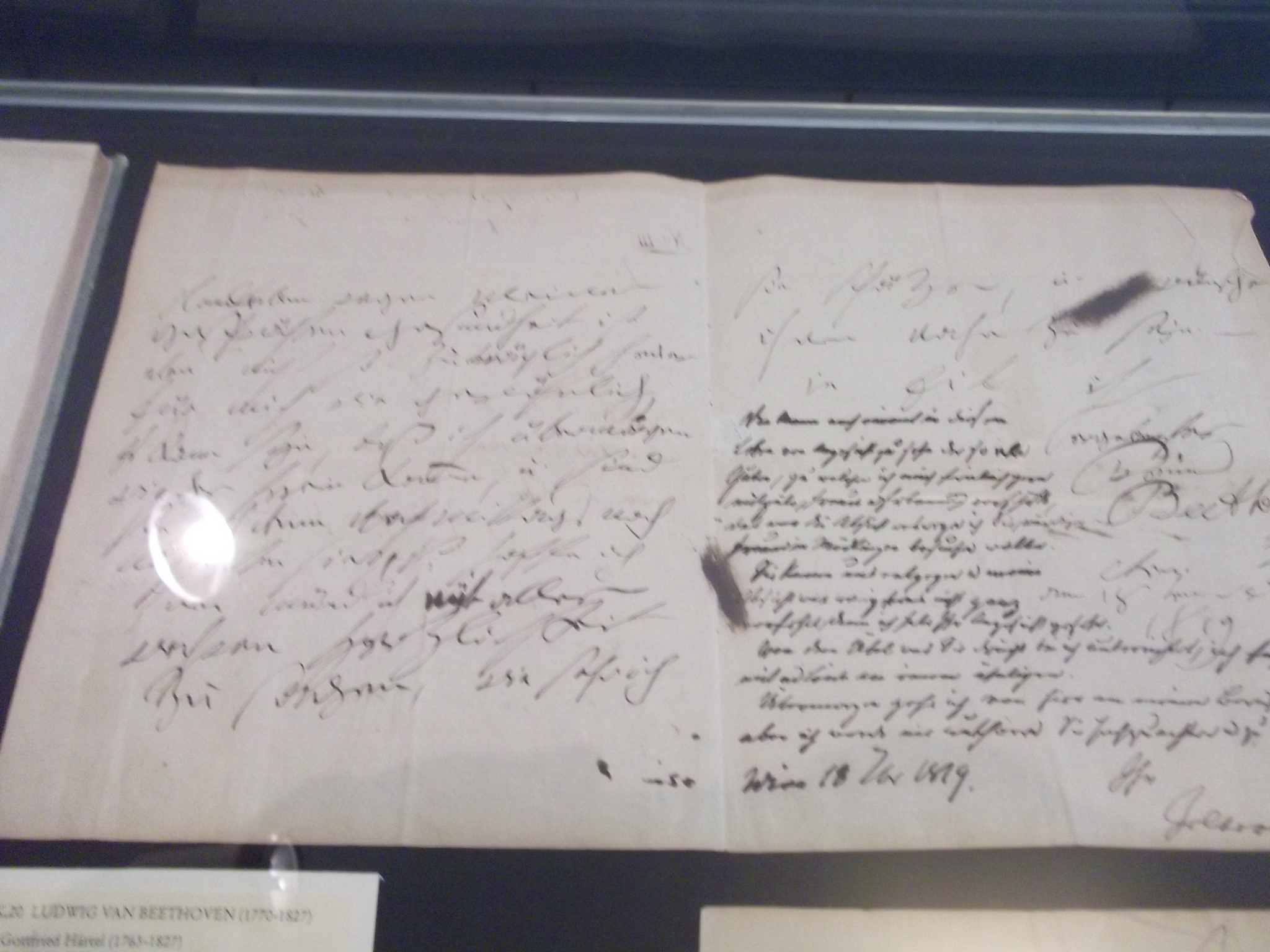 Brief des Komponisten Ludwig van Beethoven in dem er über seine Begegnung mit Goethe berichtet