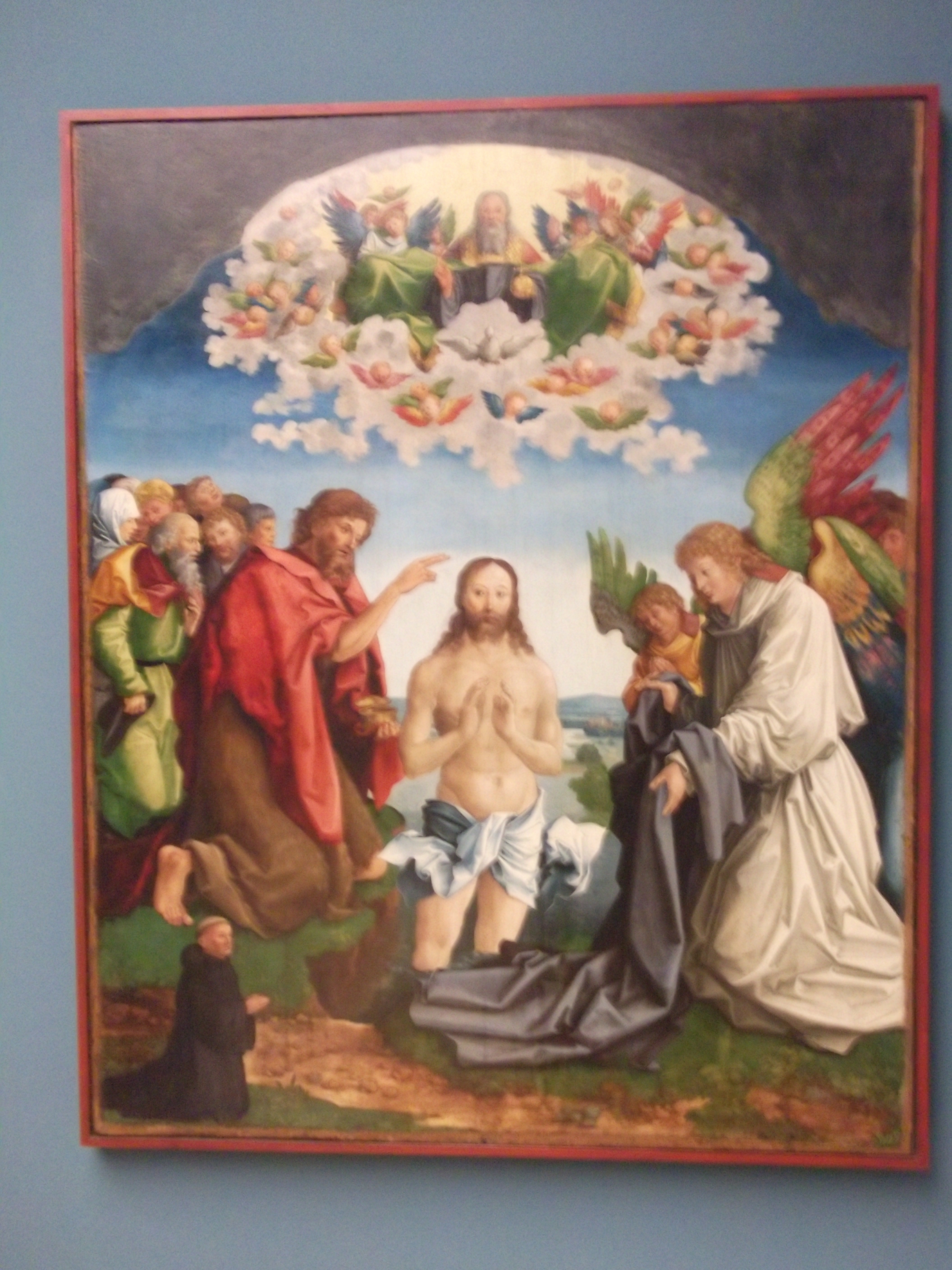 Taufe Christi mit dem kniendem Stifter einem Zisterzienserm&ouml;nch von Wolf Traut (um 1486-1520) gemalt 1517