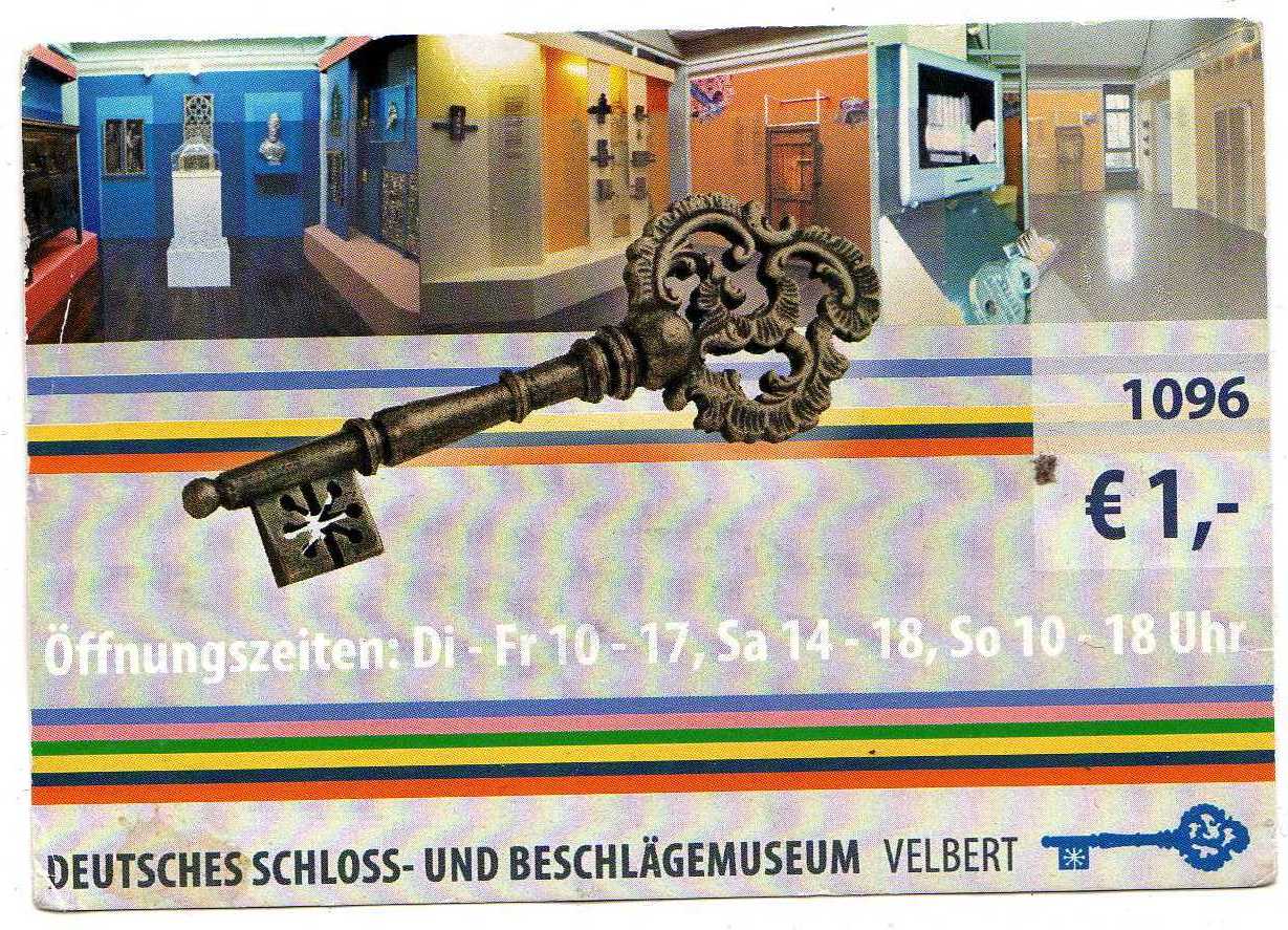 Eintrittskarte zum Deutschen Schloss- und Beschlägemuseum