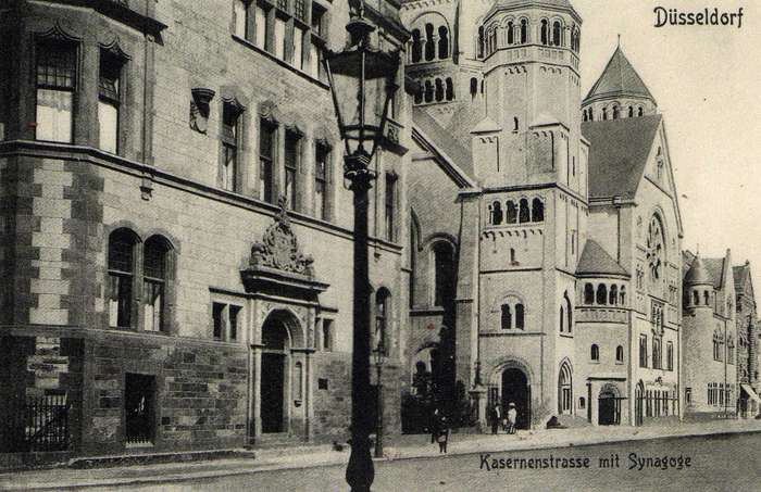 Ansichten von einst: nicht mehr existierende Synagoge in D&uuml;sseldorf nach 1910