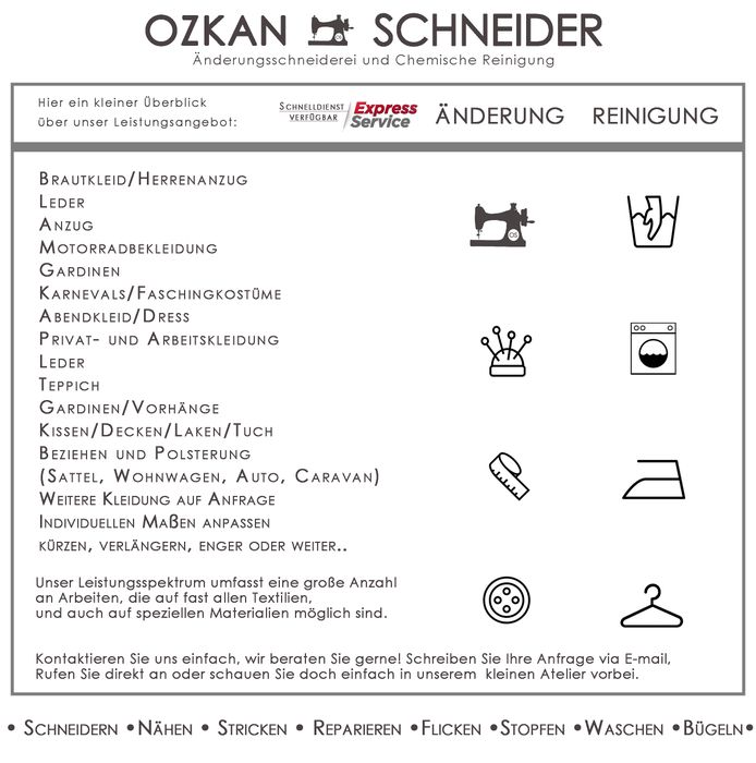 Ozkan Schneider - Änderungsschneiderei und Chemische Reinigung