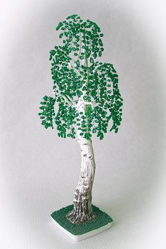 Deko Baum "Birke".Web-Perlen grün