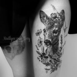 Reh Tattoo von Madlyne van Looy Tattoo &amp; Art in Velbert-Langenberg