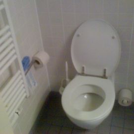 WC! Hänge WC, ich mag lieber Stand WC, weil wenn man Beusch hat und diese ein gewisses Gewicht haben, kann so ein WC abreissen!
