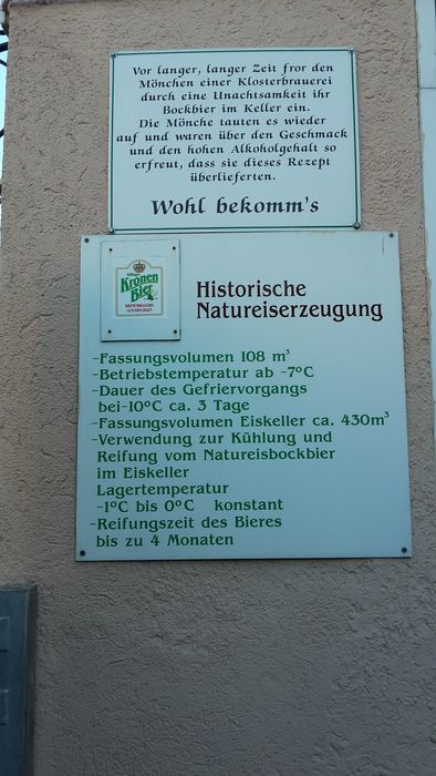Info zur historischen Natureiserzeugung der Kronenbrauerei Söflingen mit dem Eisgalgen.