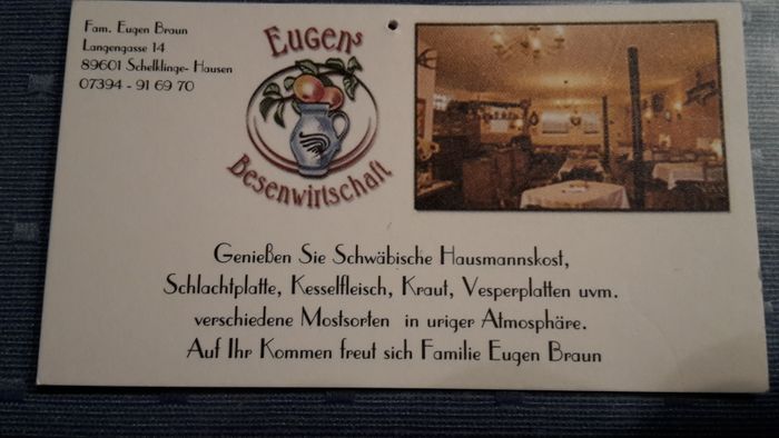 Kontaktdaten von Eugens Besenwirtschaft in Hausen ob Urspring (Hausen o. U.)