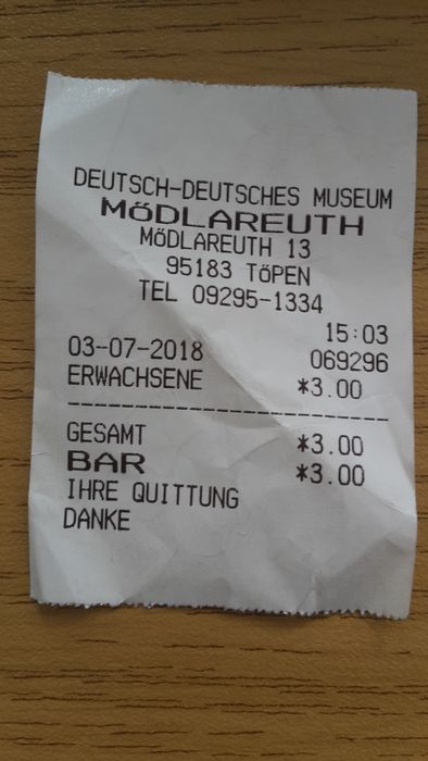 Eintrittskarte Deutsch-Deutsches Museum in Mödlareuth