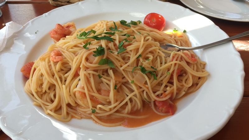 Spaghetti mit Garnelen