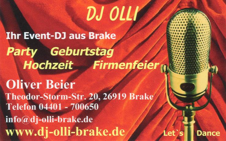 Visitenkarte - Hochzeit - Geburtstag - DJ Olli - Ihr Event-DJ aus Brake