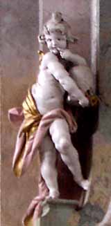 Die weltberühmte Skulptur &apos;Honigschlecker&apos; von J.A. Feuchtmayer über dem Seitenaltar des Ordendensgründers Bernhard von Clairvaux (geklaut)