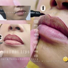 Beratung mit Vorzeichnung und Pigmentierung der Lippenkonturen.