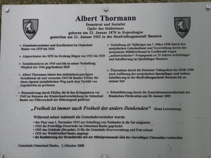 Gedenkstein für Albert Thormann
