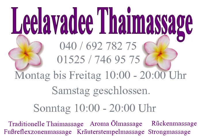 Alle Kontaktdaten auf einen Blick zur Terminerstellung bei Leelavadee Thaimassage Hamburg