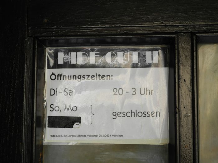 Öffnungszeiten des HideOut