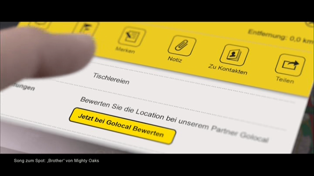 Bildschirmfoto "Gelbe Seiten" Werbung.